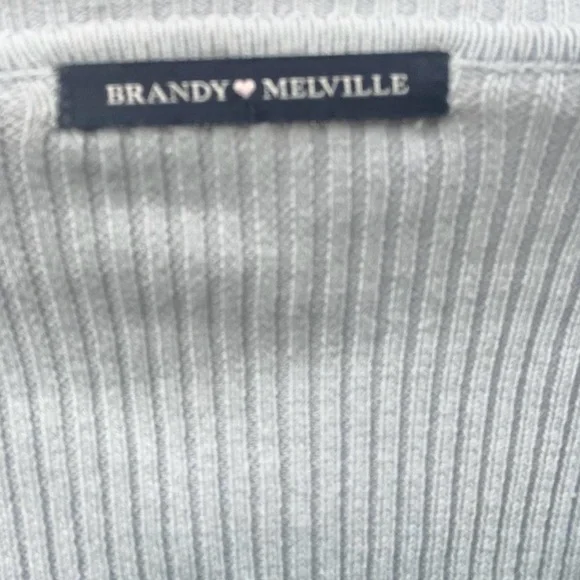 Brandy Melville Light Blue Milena V Neck Ribbed Knit Crop Sweater - Picture 3 of 3